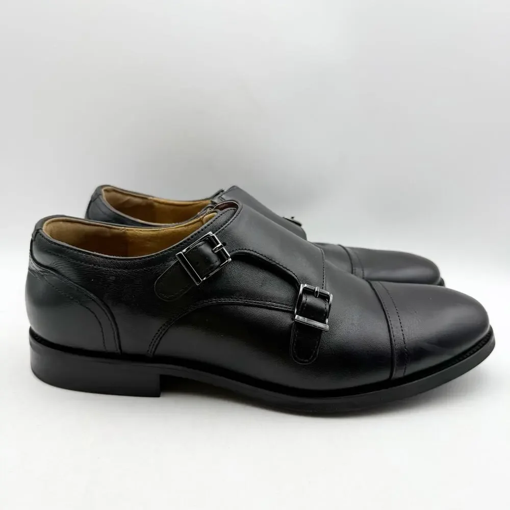 Florsheim Mens Rucci Monk Strap Dress Shoes US 7 Wide Black Leather Slip-On EUC